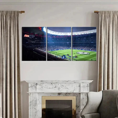 3pcs Football Stadium Champions League Wall Art Canvas Unframed - High Quality Print 100% Australian Made Wall Canvas - Bella Home Decor