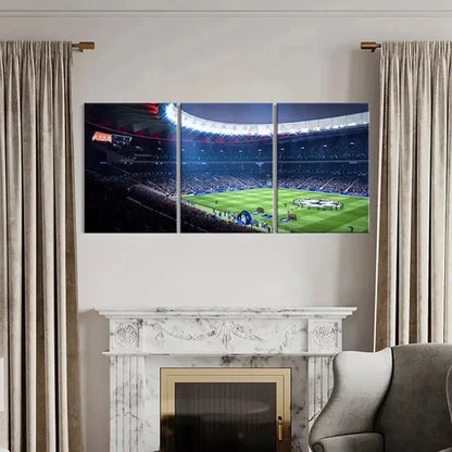 3pcs Football Stadium Champions League Wall Art Canvas Unframed - High Quality Print 100% Australian Made Wall Canvas - Bella Home Decor