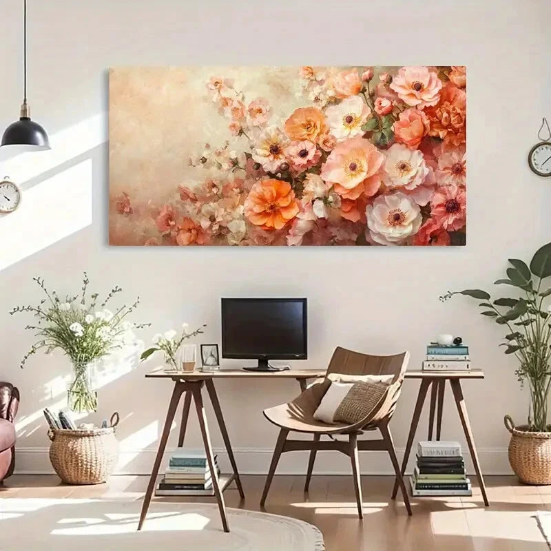Abstract Cityscape Orange Wall Art Canvas Office Home Room Framed 120x60cm - Bella Home Decor