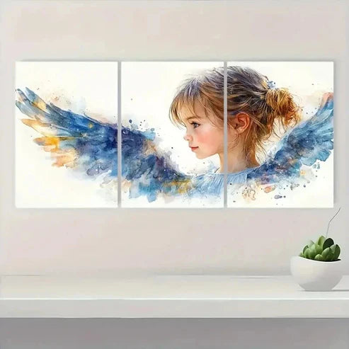 3pcs Wings & Floral Design C Wall Art Set Canvas Unframed - High Quality Print 100% Australian Made Wall Canvas - Bella Home Decor
