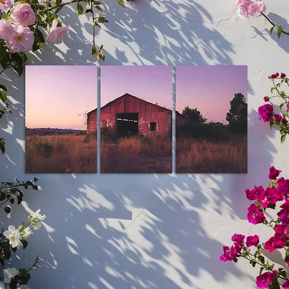 3pcs Rustic Countryside Sunset Metal Print Ready to Hang Art