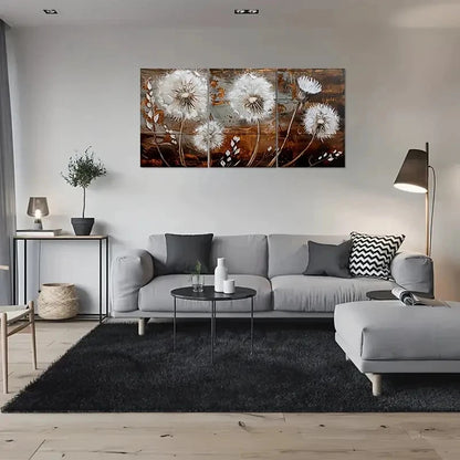 3pcs Modern Abstract Dandelion Wall Art Set Canvas Framed 60x90cm - High Quality Print 100% Australian Made Wall Canvas Ready to Hang