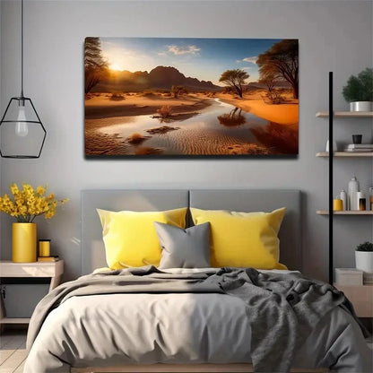 Water On The Desert Indoor Wall Art Canvas Office Home Room Framed 120x60cm