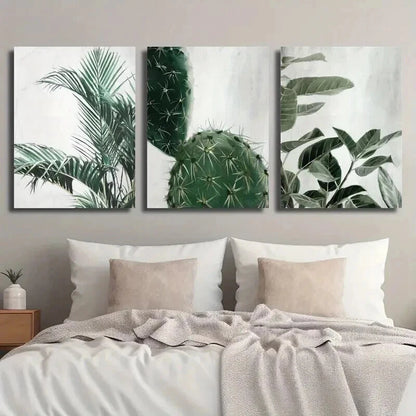 3pcs Showcasing Green Plant Leaves Perfect Wall Art Set Canvas Framed 60x90cm - High Quality Print 100% Australian Made Wall Canvas Ready to Hang - Bella Home Decor