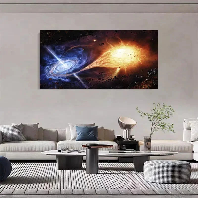Cosmic Galaxies Astronomy Wall Art Canvas Office Home Room Framed 120x60cm - Bella Home Decor