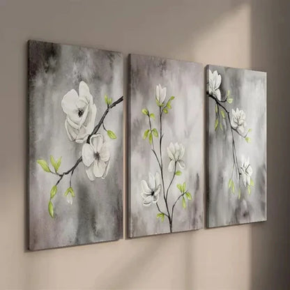 3pcs Dark Preppy Botanical Floral Wall Art Set Canvas Unframed - High Quality Print 100% Australian Made Wall Canvas