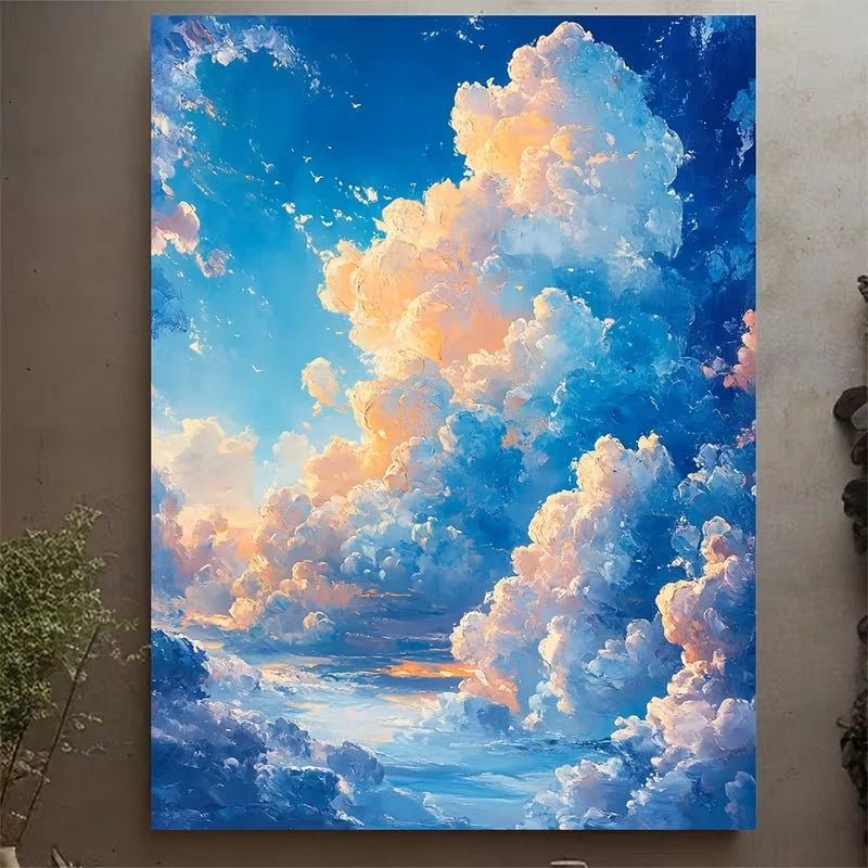 Serene Cloudscape with Soft Blue Sky 60x90cm Metal Print Ready to Hang