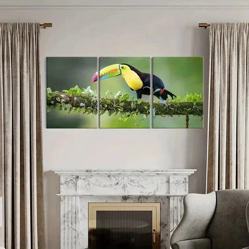3pcs Bird Animal Art Toucan Portrait Wall Art Canvas Unframed – High Quality Print 100% Australian Made Wall Canvas - Bella Home Decor