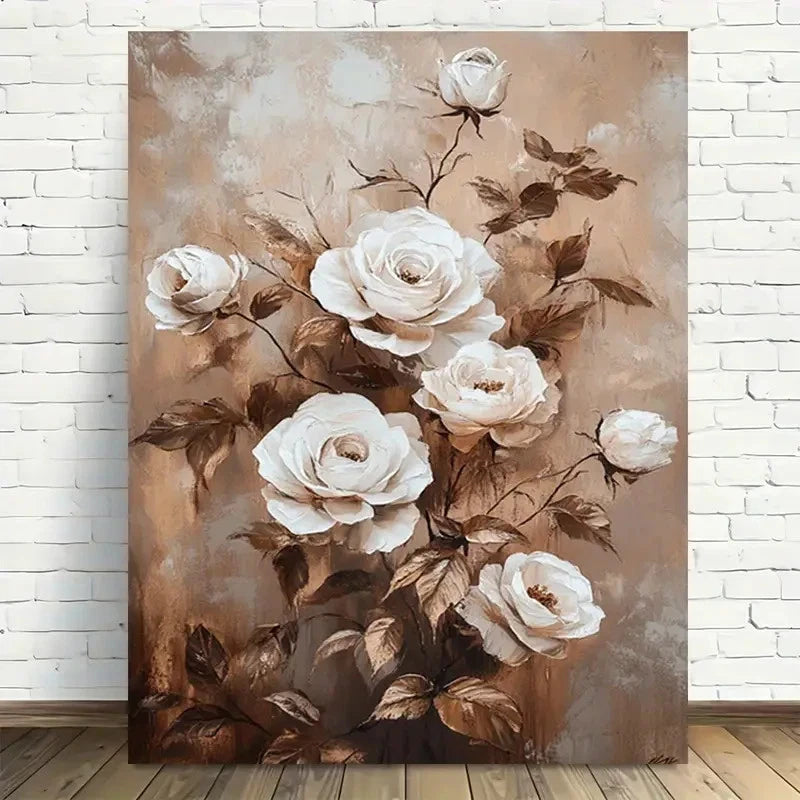Beautiful Vintage Rose Garden Painting 40x60cm Metal Print Ready to Hang