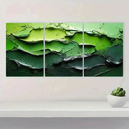 3pcs Black and Green Textured Abstract Q   Wall Art Set Canvas Framed 60x90cm - High Quality Print 100% Australian Made Wall Canvas Ready to Hang - Bella Home Decor