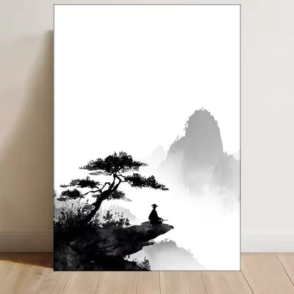 Landscape with Bonsai Tree & Mountain  60x90cm Metal Print Ready to Hang