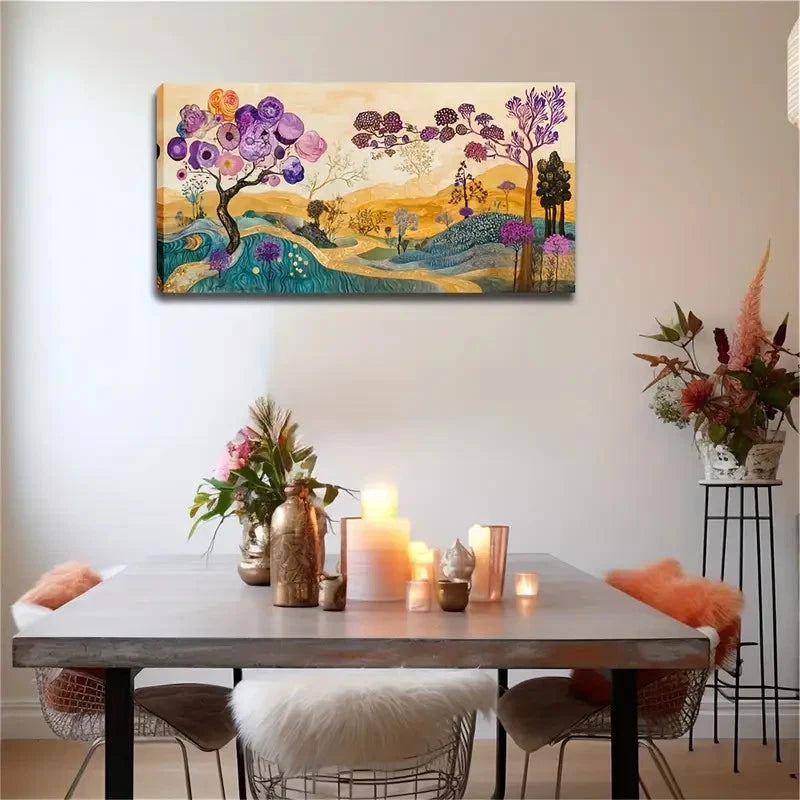 A Colorful Abstract Countryside Wall Art Canvas Office Home Room Framed 120x60cm