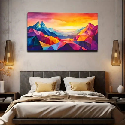 Vibrant Abstract Mountain Décor Wall Art Canvas Office Home Room Framed 120x60cm
