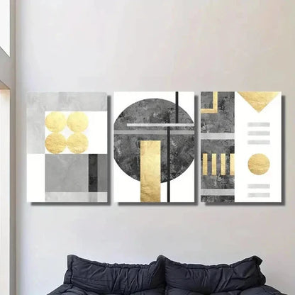 3pcs Luxury Gold and Black Gilded Design Wall Art Set Canvas Unframed - High Quality Print 100% Australian Made Wall Canvas