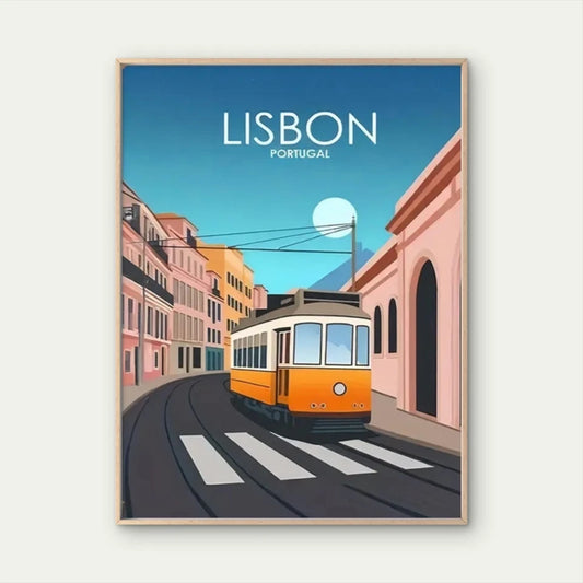 Lisbon Portugal Vintage Portuguese Cultural Decor Travel Poster Print Wall Art