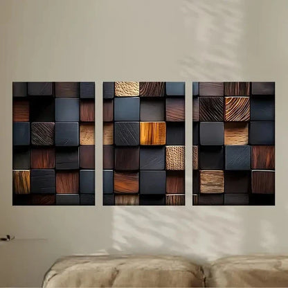 3pcs Wood wallpapers  Wall Art Set Canvas Unframed - High Quality Print 100% Australian Made Wall Canvas - Bella Home Decor