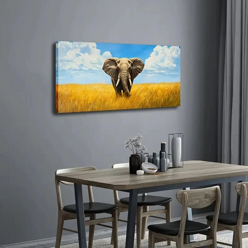 A Close-Up Of An Elephant Wall Art Canvas Office Home Room Framed 120x60cm