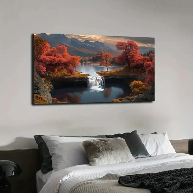 Majestic Mountain & Autumn Wall Art canvas office home room framed 120x60cm - Bella Home Decor