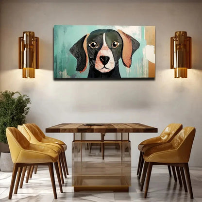 Charming Dog Portrait Wall Art Canvas Office Home Room Framed 120x60cm