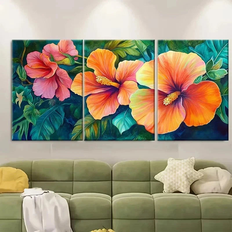 3pcs Nicaragua Art, Tropical Decor, Floral Wall Art Set Canvas Framed 50x70cm - High Quality Print 100% Australian Made Wall Canvas Ready to Hang