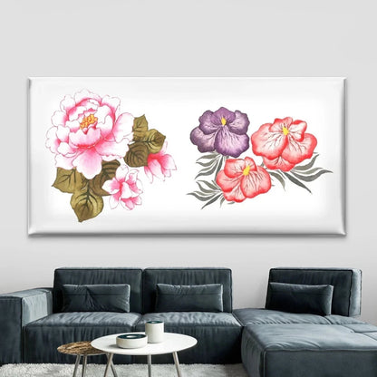 Two Vintage-Style Floral Wall Art Canvas Office Home Room Framed 120x60cm