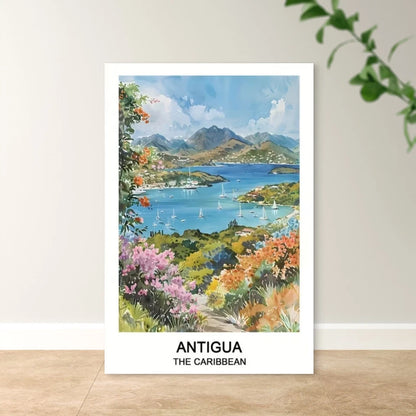 Antigua Tropical Caribbean Landscape Travel Poster Print Wall Art