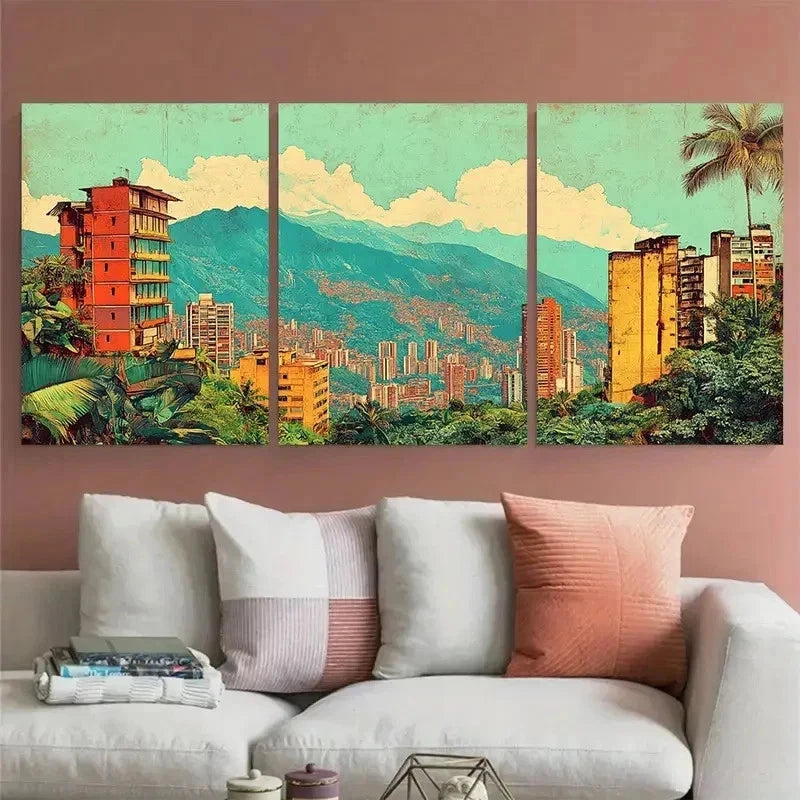 33pcs Vintage Medellin Colombia Perfect Wall Art Set Canvas Framed 40x60cm - High Quality Print 100% Australian Made Wall Canvas Ready to Hang - Bella Home Decor