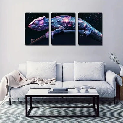 3pcs Chameleon Cosmic Triptych Abstract Perfect Wall Art Canvas Unframed - High Quality Print 100% Australian Made Wall Canvas - Bella Home Decor