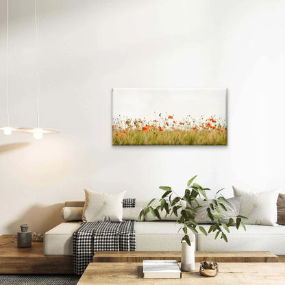 Red Poppy Field Summer Landscape Wall Art Canvas Office Home Framed 120x60cm