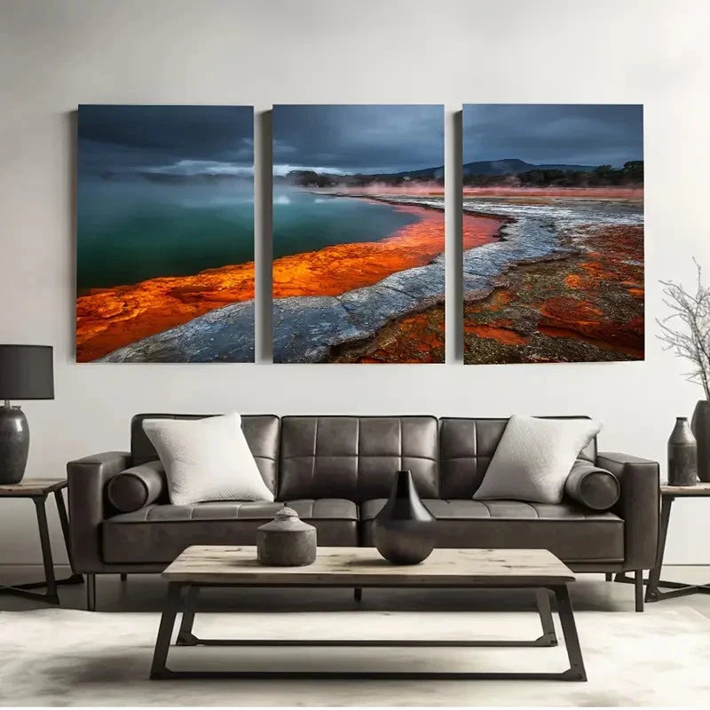 3pcs Rotorua Geothermal Park painting    Wal1l Art Set Canvas Framed 40x60cm - High Quality Print 100% Australian Made Wall Canvas Ready to Hang - Bella Home Decor