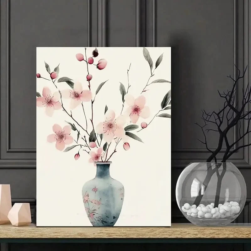 Style of Watercolor Painting, Peach Blossoms And Plum 40x60cm Metal Print Ready to Hang