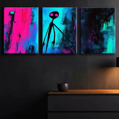 3pcs Modern Abstract Dark Colorful Perfect Wall Art Set Canvas Unframed - High Quality Print 100% Australian Made Wall Canvas