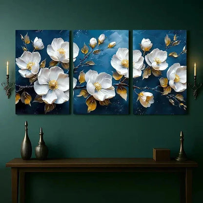 3pcs Elegant White Magnolia Floral Wall Art Set Canvas Unframed - High Quality Print 100% Australian Made Wall Canvas