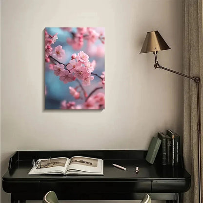 Vibrant Pink Floral Design with Soft Blue Background 40x60cm Metal Print Ready to Hang - Bella Home Decor
