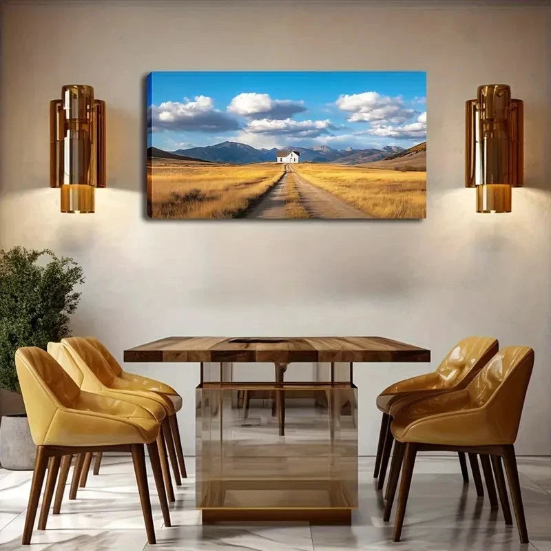 Serene Countryside Scene Wall Art Canvas Office Home Room Framed 120x60cm - Bella Home Decor
