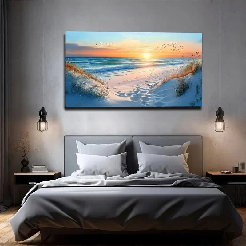 Depicting Seabirds Returning Wall Art canvas office home room framed 120x60cm - Bella Home Decor
