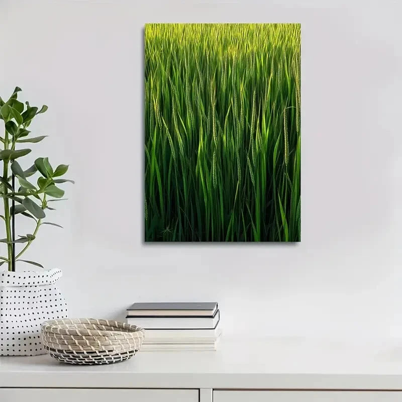 Beautiful Green Dogtail Grassland Suitable Painting 40x60cm Metal Print Ready to Hang - Bella Home Decor