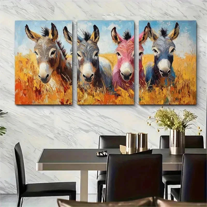 3pcs Animal Portrait Showcases Farm Perfect Wall Art Set Canvas Framed 50x70cm - High Quality Print 100% Australian Made Wall Canvas Ready to Hang - Bella Home Decor