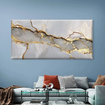Golden Abstract Gray Wall Art Canvas Office Home Room Framed 120x60cm
