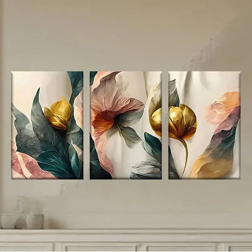 3pcs a painting of flowers Wall Art Set Canvas Unframed - High Quality Print 100% Australian Made Wall Canvas - Bella Home Decor