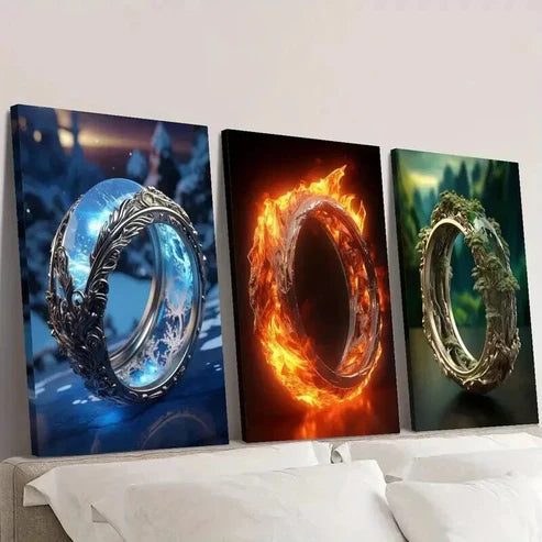 3pcs Fantasy Magic Rings Decoration Wall Art Canvas Unframed - High Quality Print 100% Australian Made Wall Canvas