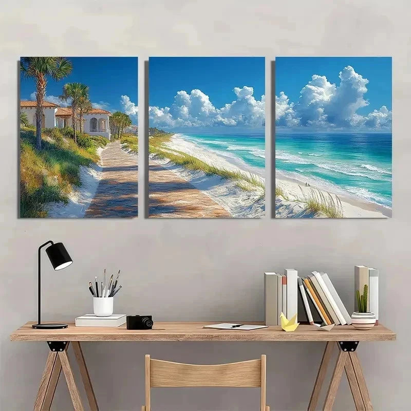 3pcs Alys Beach & Rosemary Beach Scenery Perfect Wall Art Set Canvas Framed 40x60cm - High Quality Print 100% Australian Made Wall Canvas Ready to Hang - Bella Home Decor