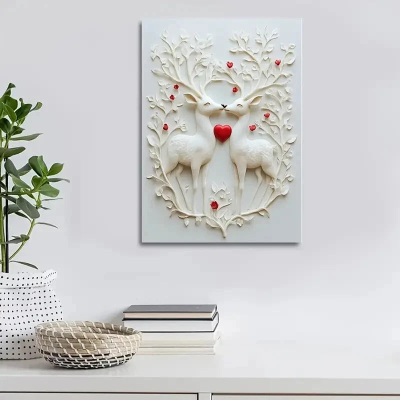 Beautiful Featuring a Romantic Deer Scene 40x60cm Metal Print Ready to Hang - Bella Home Decor