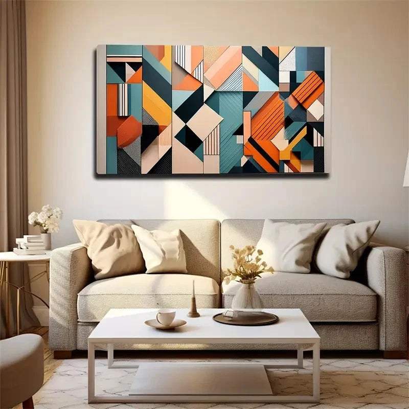 Modern Abstract Color Block Wall Art Canvas Office Home Room Framed 120x60cm