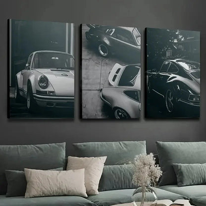 3pcs Vintage Racing & Travel  Sports Room   Wall Art Set Canvas Framed 50x70cm - High Quality Print 100% Australian Made Wall Canvas Ready to Hang