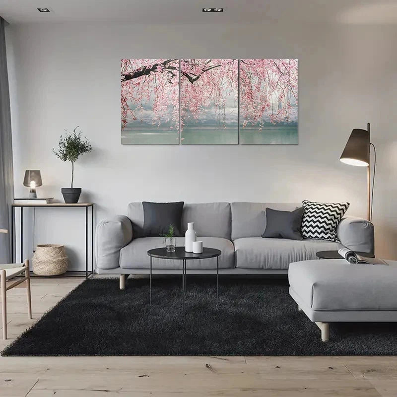 3pcs Cherry Blossom Nature Floral Metal Print Ready to Hang Art - Bella Home Decor