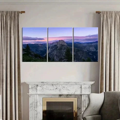3pcs Mountain Vibrant Purple Sunset Wall Art Canvas Unframed - High Quality Print 100% Australian Made Wall Canvas
