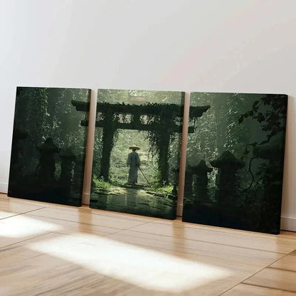 3pcs Japanese Anime Characters Torii Samurai Wall Art Set Canvas Framed 50x70cm - High Quality Print 100% Australian Made Wall Canvas Ready to Hang - Bella Home Decor