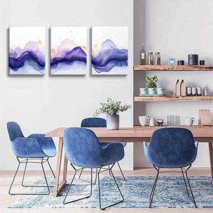 3pcs Abstract Purple Mountain Landscape Wall Art Set Canvas Framed 60x90cm - High Quality Print 100% Australian Made Wall Canvas Ready to Hang - Bella Home Decor