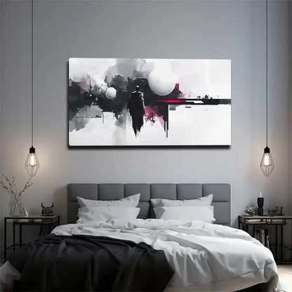 Black & White Ink Splatter Wall Art Canvas Office Home Room Framed 120x60cm - Bella Home Decor